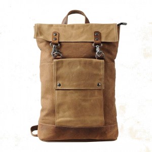 KP3  VINTAGE TAR III™ Rucksack Canvas mit Leder Damen / Herren  - dunkelgrau 17"